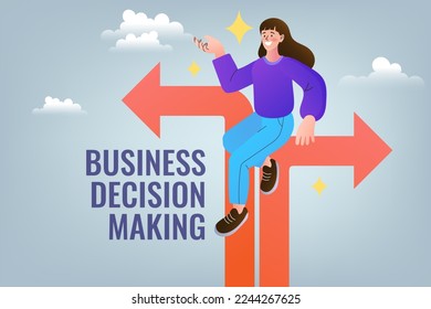 Choosing a path to success. People looking for a path that helps him achieve his goals. woman chooses solution. Business decision making. career path. Finding the Right Option. flat vector.