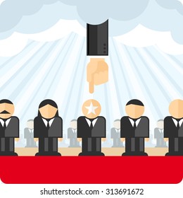 Choosing person for hiring. Job and staff, human and recruitment, select people. Vector illustration