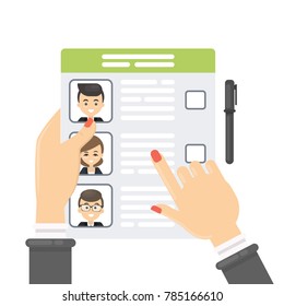 Choosing the right candidate. List of people.