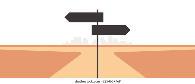 Auswahl der richtigen Richtung am Straßenschild und wichtige Wahl Karrieremöglichkeiten flache Vektorgrafik.