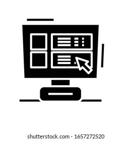 Eligiendo el ajuste de icono negro, ilustración conceptual, símbolo plano vectorial, signo de glifo.