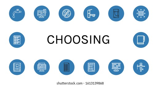 choosing simple icons set. Contains such icons as Tap, Choose, Priority, Plan, Planning, Agenda, Task list, List, can be used for web, mobile and logo