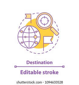 Choosing travel destination concept icon. International route searching idea. Thin line illustration. Navigation. Vector isolated outline drawing. Editable stroke