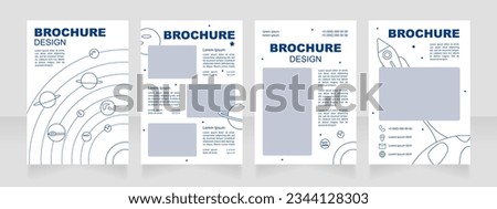 Choosing university for space science blank brochure design. Template set with copy space for text. Premade corporate reports collection. Editable 4 paper pages. Arial Black, Regular fonts used