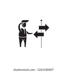 Choosing way black vector concept icon. Choosing way flat illustration, sign