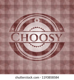 Choosy red badge with geometric pattern. Seamless.