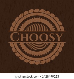 Choosy retro wooden emblem. Vector Illustration.