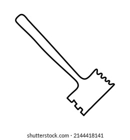 Chop hammer. Kitchenware sketch. Doodle line vector kitchen utensil and tool. Cutlery