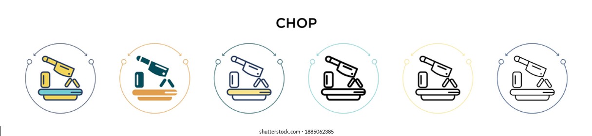 Chop icon in filled, thin line, outline and stroke style. Vector illustration of two colored and black chop vector icons designs can be used for mobile, ui, web