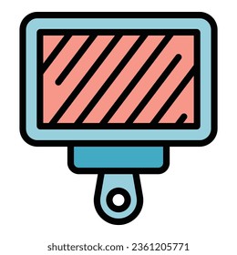 Chop icon outline vector. Meat board. Pork lamb color flat