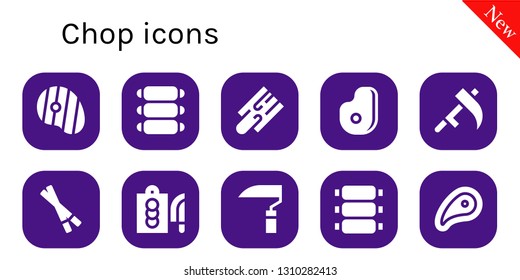 chop icon set. 10 filled chop icons.  Simple modern icons about  - Steak, Ribs, Cutting board, Meat, Scythe, Chopsticks
