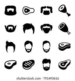 Chop icons. set of 16 editable filled chop icons such as beef