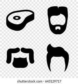 Chop icons set. set of 4 chop filled icons such as man hairstyle
