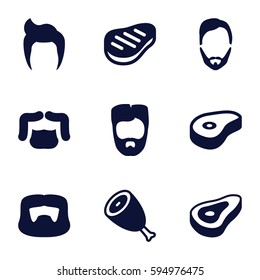 chop icons set. Set of 9 chop filled icons such as beef