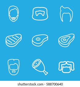 chop icons set. Set of 9 chop outline icons such as beef