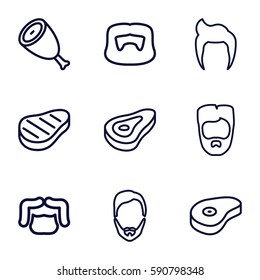 chop icons set. Set of 9 chop outline icons such as beef
