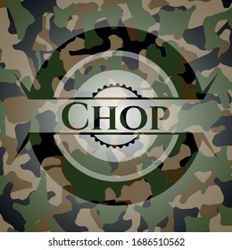 Chop on camouflaged pattern. Vector Illustration. Detailed.