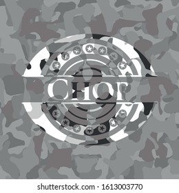 Chop on grey camo pattern