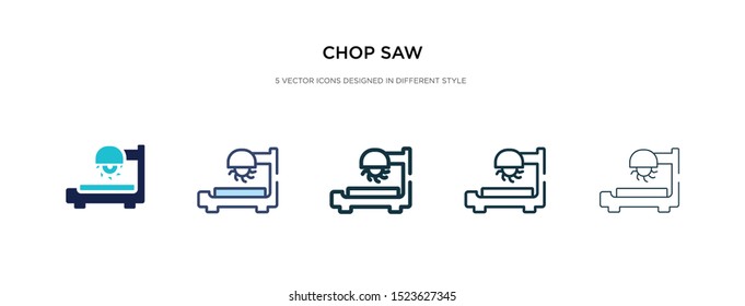 chop saw icon in different style vector illustration. two colored and black chop saw vector icons designed in filled, outline, line and stroke style can be used for web, mobile, ui
