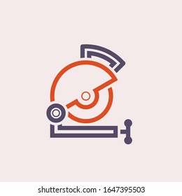 Chop saw vector icon. Also called cut-off, circular or abrasive saw. Electric power tools with diamond blade or cutting wheel. For cut wood structure, metal pipe, concrete or tile in construction work