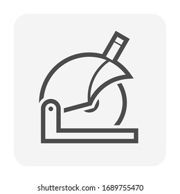 Chop saw vector icon. Also called cut-off, circular or abrasive saw. Electric power tools with diamond blade or cutting wheel. For cut wood structure, metal pipe, concrete or tile in construction work