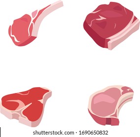 Chop and steak color vector icons