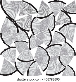 Chopped firewood on a stack. Vector Illustration Background.