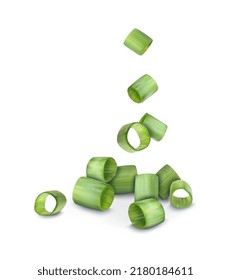 Cebolla verde picada. Ilustración vectorial.
