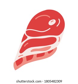 Carne de cordero cortada, ilustración vectorial aislada realista, carne de ovino, icono aislado