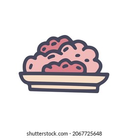 color de la carne picado vectorial doodle simple icono