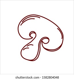 Chopped mushroom. Ingredient for pizza, hamburger. Vector illustration.