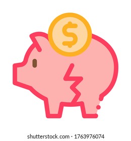 chopped piggy bank icon vector. chopped piggy bank sign. color symbol illustration