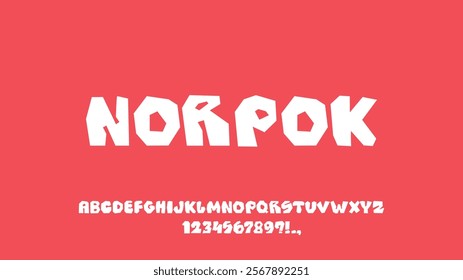 Chopped playful font with sharp angles. Bold geometric display typescript. Сhunky uneven letters. Joyful cartoon alphabet. ABC for headlines, titles, logos