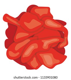 Chopped red meat in small pieces depicting minced meat 