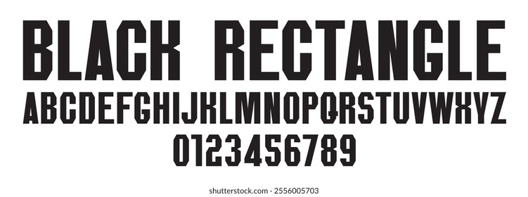 Chopped simple font on the theme of urbanism, sports, militarism. Set of letters and numbers of the latin alphabet.