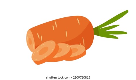 Chopped, sliced carrot isolated on white background.