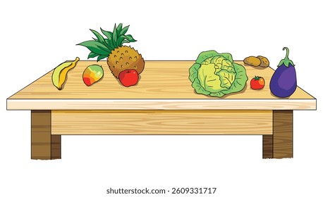 A chopped vegetables on the table vector illustration