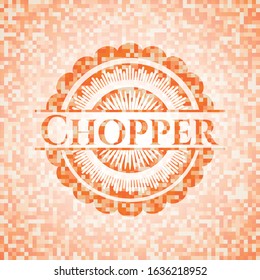 Chopper abstract emblem, orange mosaic background