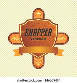 chopper art motorcycle old style label