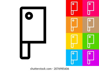 Cuchillo de Chopper Ax. Icono De Línea Con Fondo De Color Diferente.