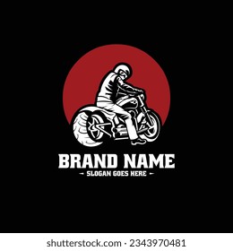 Chopper Biker Art Vector Silhouette Illustration Logo Template Isolated in Black Background