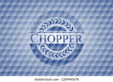 Chopper blue polygonal badge.
