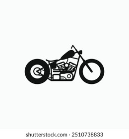 Logo de vista lateral de motocicleta personalizada Chopper bobber, icono, signo, símbolo Ilustración vectorial