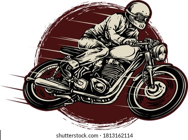Hand Drawing Man Wheelie Cafe Racer Stock Vector (Royalty Free) 471246539