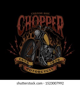 Chopper Custom Bike Style Vintage Vector Illustration