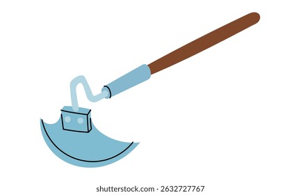 The chopper is flat and semicircular. An isolated illustration. Gardening equipment. Seasonal work. product for agricultural crops. Suitable for ecology, garden, cleaning, household, packaging design