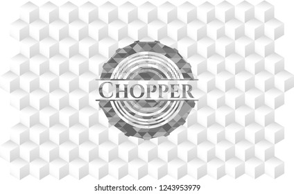 Chopper grey emblem. Retro with geometric cube white background