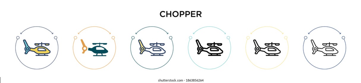 Chopper icon in filled, thin line, outline and stroke style. Vector illustration of two colored and black chopper vector icons designs can be used for mobile, ui, web