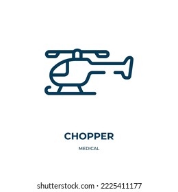 Icono de helicóptero. Ilustración vectorial lineal de la colección médica. Vector de icono del helicóptero de contorno. Símbolo de línea delgada para uso en aplicaciones web y móviles, logotipo, medios impresos.
