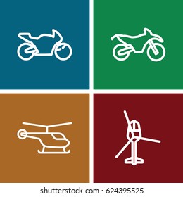 Chopper icons set. set of 4 chopper outline icons such as helicopter